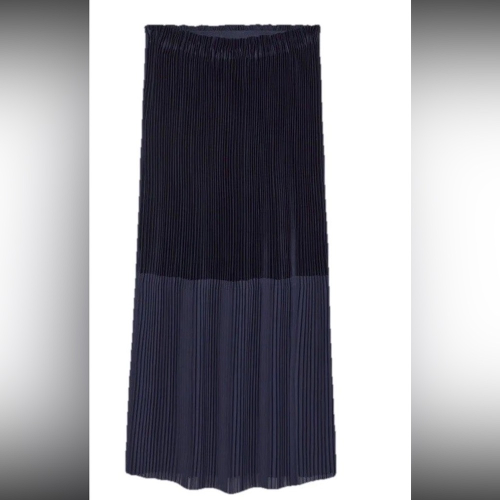 COS Paneled Pleated Column Maxi Skirt Navy Blue Sz 36 / US 6